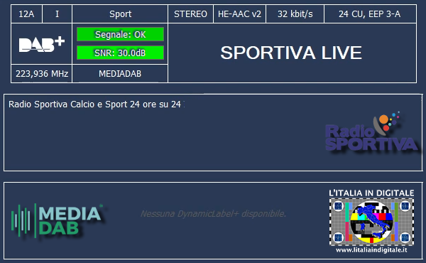 23 - SPORTIVA LIVE - Mux MEDIA DAB (LAZIO) 12A - 2025.02.04