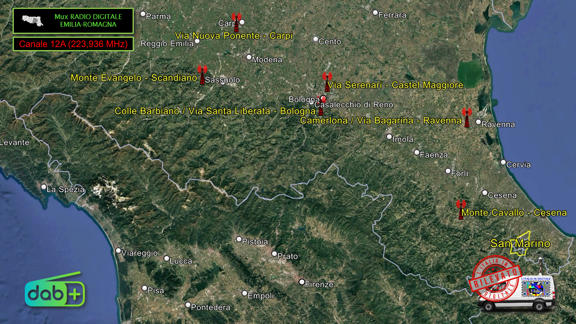 12A - Mux RADIO DIGITALE EMILIA-ROMAGNA - Cartina
